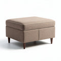 Ottoman en tissu beige avec rangement dimensions 80 x 80 x 40cm