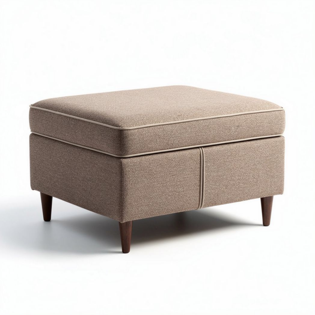 Ottoman en tissu beige avec rangement dimensions 80 x 80 x 40cm