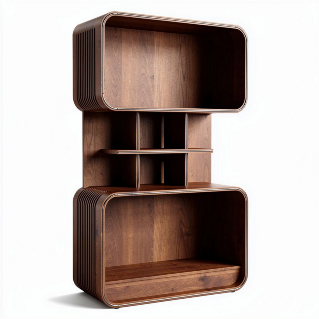Étagère en bois de couleur marron avec compartiments de rangement 100 x 40 x 200cm