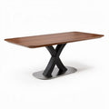 Table rectangulaire en bois brun et acier noir 160 x 80 x 75 cm