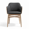 Chaise en tissu gris avec structure en bois de 55 x 55 x 80 cm
