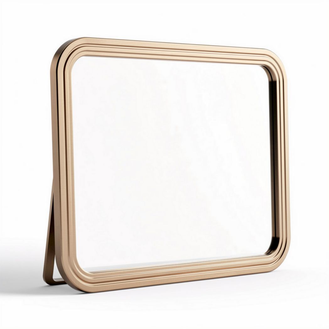 Miroir décoratif en métal doré avec support 20 x 2 x 20cm