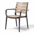 Chaise d'extérieur en aluminium et bois naturel 55 x 55 x 80cm