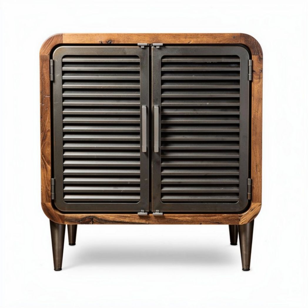 Meuble de rangement en bois et métal noir dimensions 80 x 45 x 70cm
