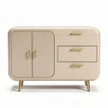 Buffet moderne en bois avec portes en relief 120 x 50 x 80cm couleur beige