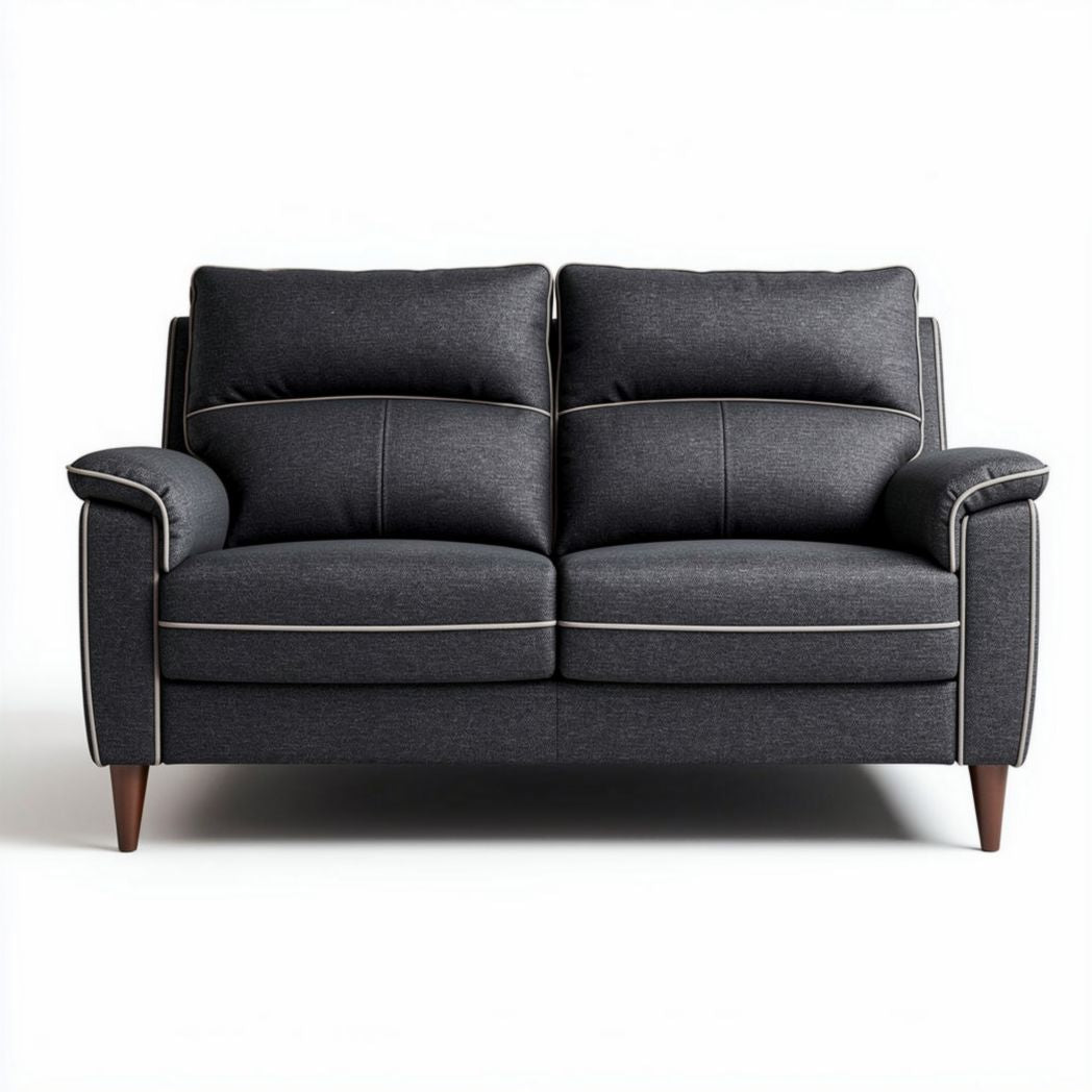 Canapé en tissu gris foncé avec accoudoirs et dimensions 160 x 80 x 85cm