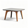 Table carrée en bois et métal gris 80 x 80 x 40 cm pour intérieur moderne
