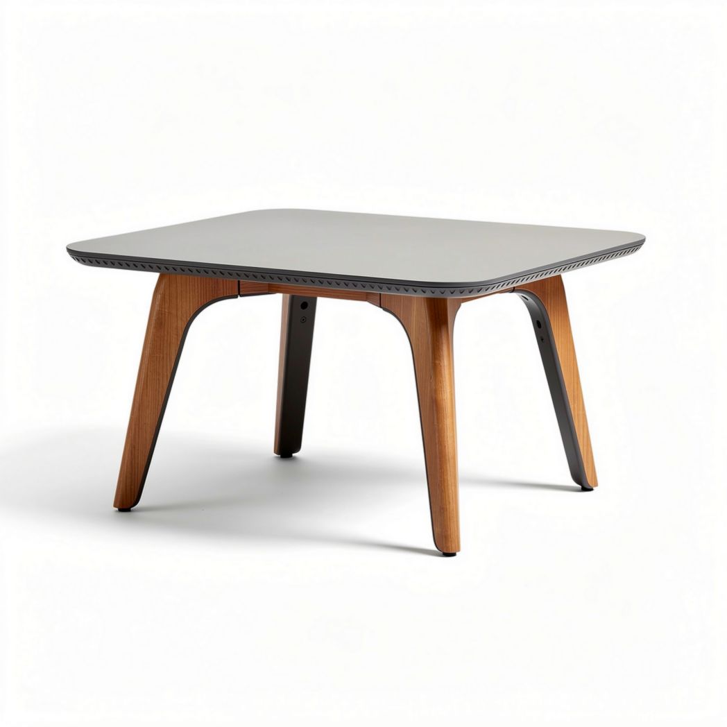 Table carrée en bois et métal gris 80 x 80 x 40 cm pour intérieur moderne