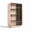 Vitrine en bois naturel avec vitres en verre 40 x 30 x 90cm